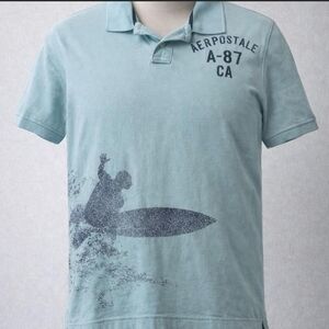 Aeropostale Men’s Pale Blue Surf Graphic Polo